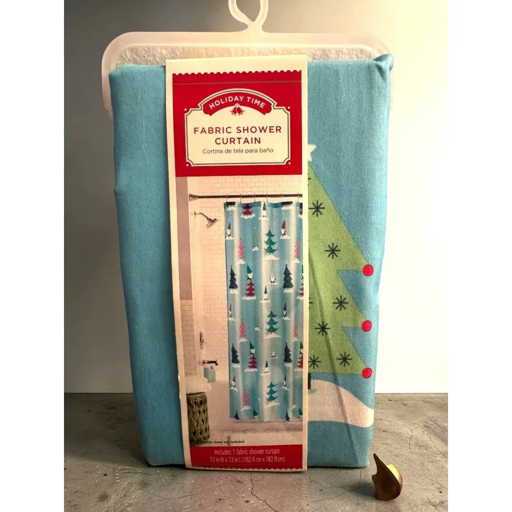Fabric Christmas Shower Curtain 72x72 in